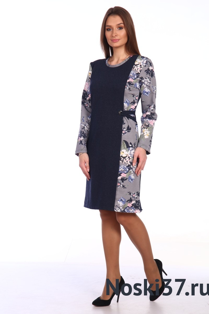 Платье женское № BT-710 синие цветы купить оптом и мелким оптом, низкие цены от магазина Комфорт(noski37) для всей семьи с доставка по всей России от производителя.