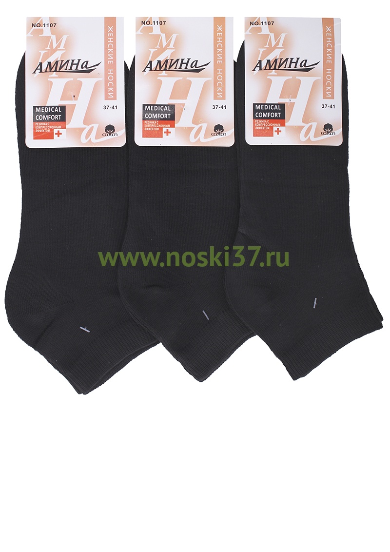 Носки женские "Амина" чёрные № 474-1107 купить оптом и мелким оптом, низкие цены от магазина Комфорт(noski37) для всей семьи с доставка по всей России от производителя.