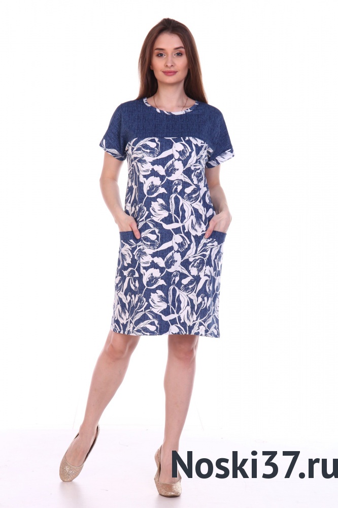 Платье женское "Синий" № BT-613/1 купить оптом и мелким оптом, низкие цены от магазина Комфорт(noski37) для всей семьи с доставка по всей России от производителя.