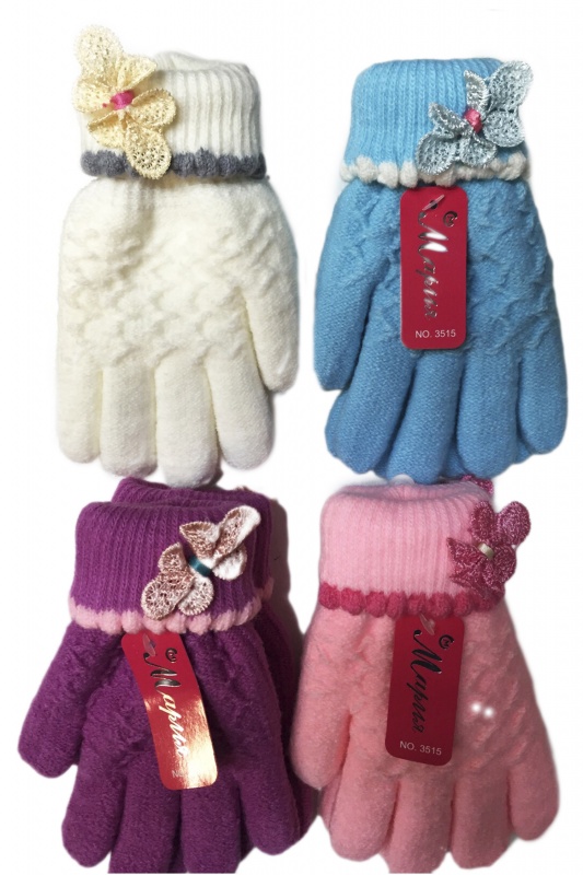 Перчатки детские "Мария" № 3515 купить оптом и мелким оптом, низкие цены от магазина Комфорт(noski37) для всей семьи с доставка по всей России от производителя.