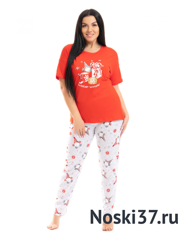 Пижама женская "красный" № BT-784 купить оптом и мелким оптом, низкие цены от магазина Комфорт(noski37) для всей семьи с доставка по всей России от производителя.