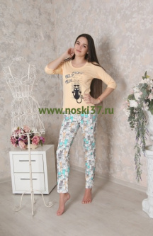 Пижама женская № 62-215341-1 купить оптом и мелким оптом, низкие цены от магазина Комфорт(noski37) для всей семьи с доставка по всей России от производителя.