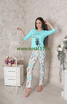 Пижама женская № 62-215341 купить оптом и мелким оптом, низкие цены от магазина Комфорт(noski37) для всей семьи с доставка по всей России от производителя.