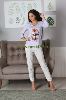 Пижама женская № 62-218031 купить оптом и мелким оптом, низкие цены от магазина Комфорт(noski37) для всей семьи с доставка по всей России от производителя.