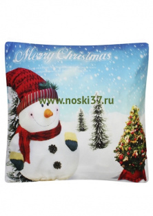 Подушка "Новый год" светящаяся № 828-7 купить оптом и мелким оптом, низкие цены от магазина Комфорт(noski37) для всей семьи с доставка по всей России от производителя.