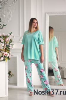 Пижама женская ROSERAIE мята № 62-217621 купить оптом и мелким оптом, низкие цены от магазина Комфорт(noski37) для всей семьи с доставка по всей России от производителя.